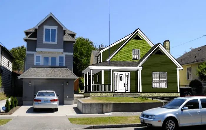 This digital design allows you to get a sense of how the porch fits in with the house.