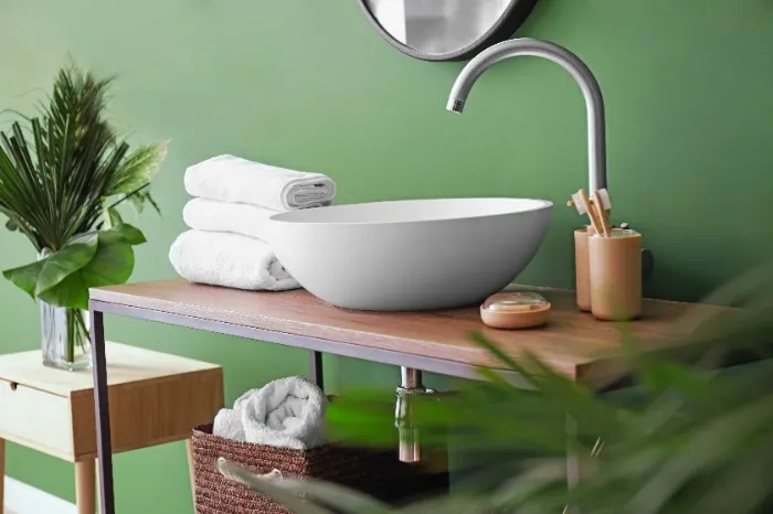 Green colour scheme for the bathroom