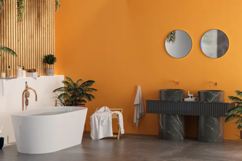 orange paint color to brighten your bathroom
