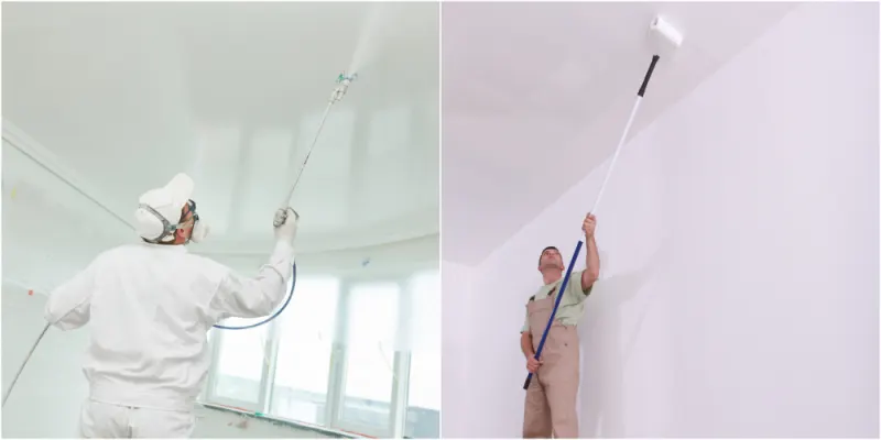 Spraying or rolling, two chooses to paint a ceiling