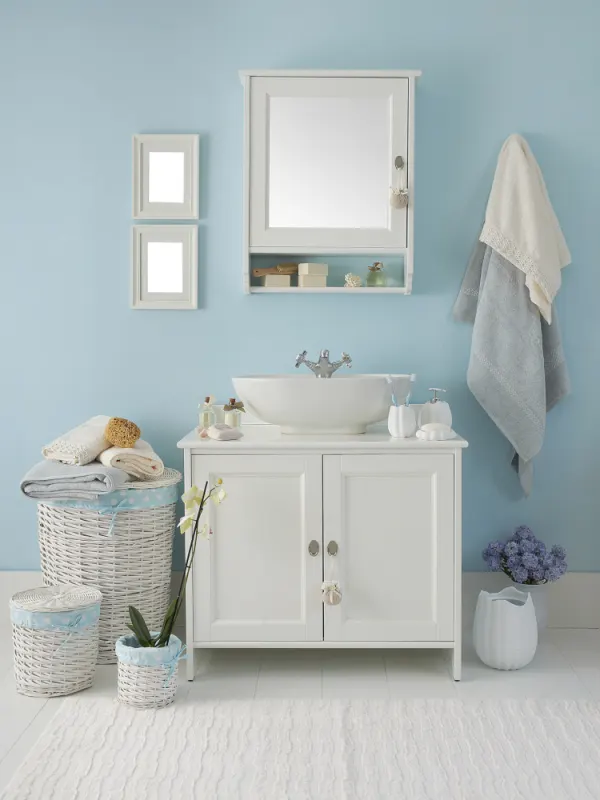 Blue colour paint in washroom