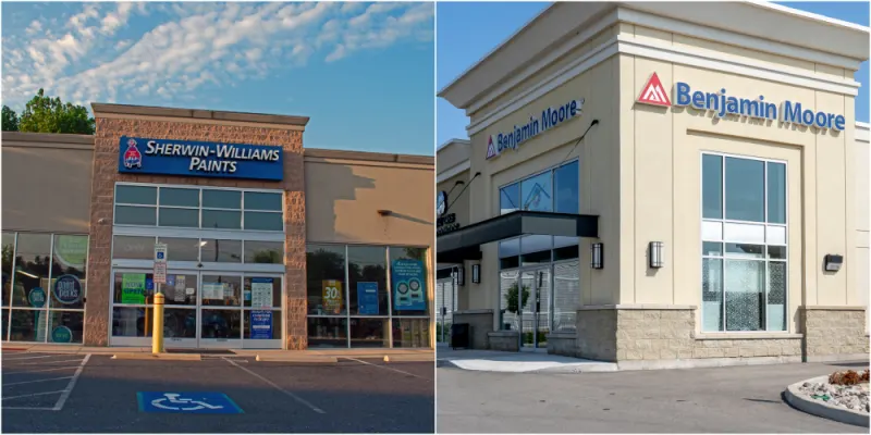 Visit Sherwin-Williams and Benjamin Moore and ask about their paint types and paint colors