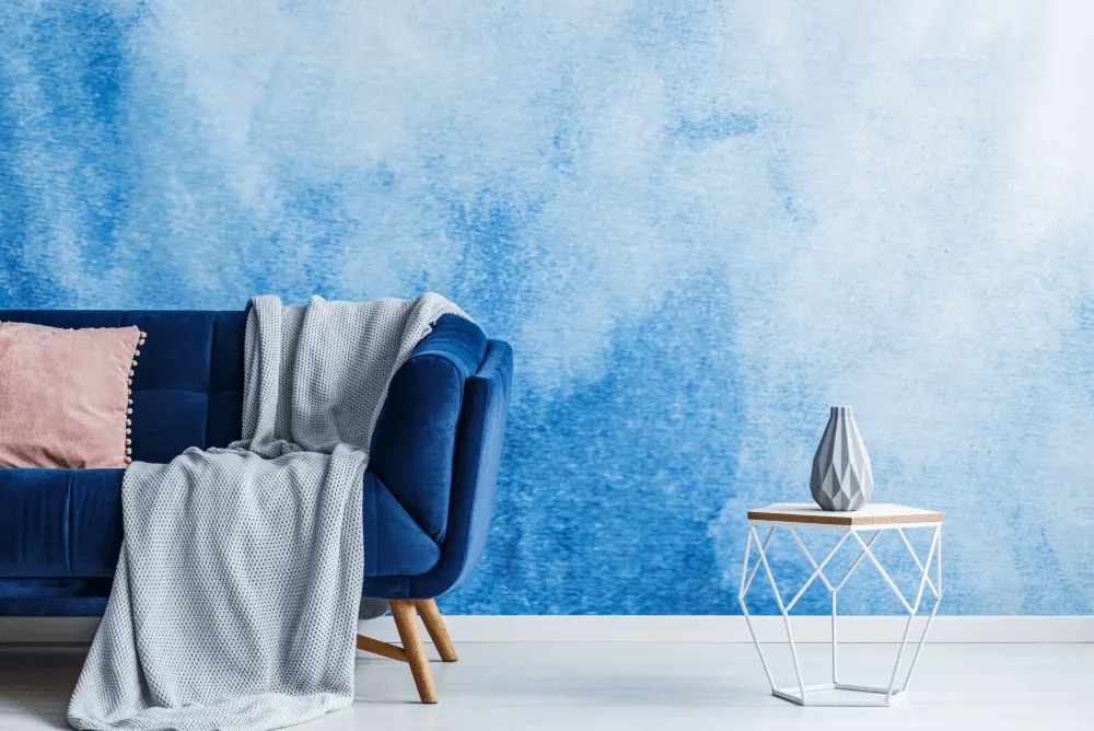 Beautiful Ombre Accent Wall painted in shades of a blue colour