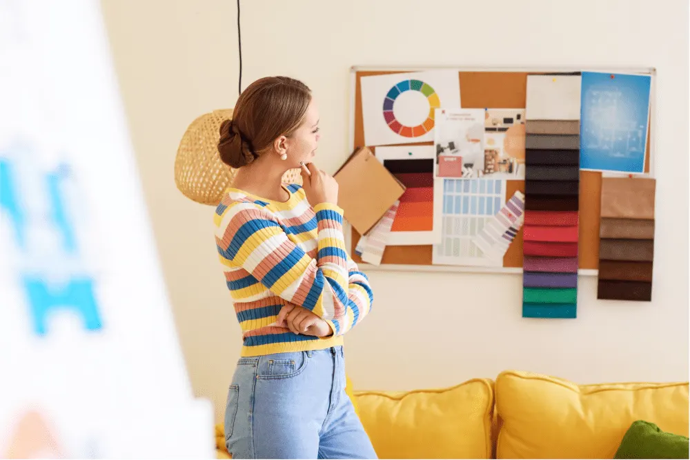 Informed color selection with paint swatches and wheels.