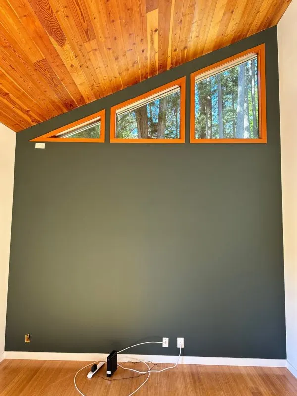 Charcoal Gray Accent Wall with triangle windows