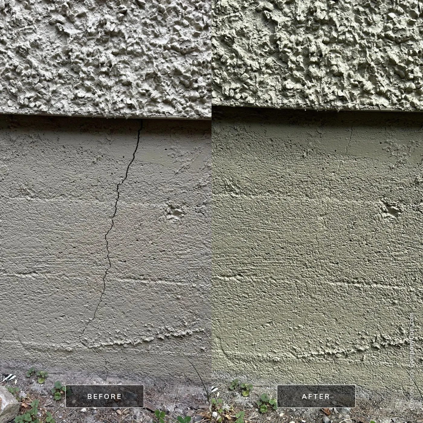Before and After exterior stucco painting.