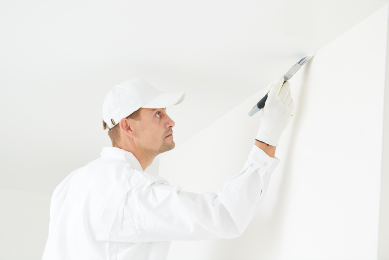 Use a brush to paint corner and edge of the ceiling