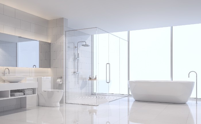 A white color scheme can be very calming and refreshing, making it the perfect choice for a bathroom.