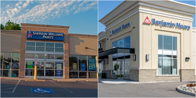 sherwin williams and benjamin moore paint stores.