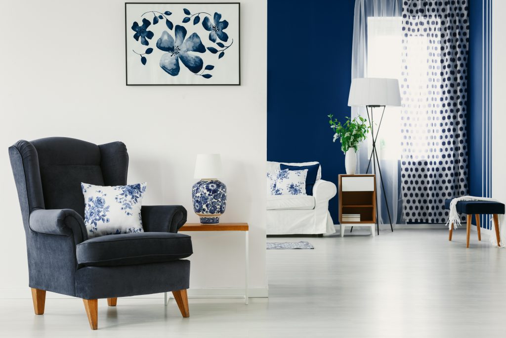 blue and white interior colour scheme