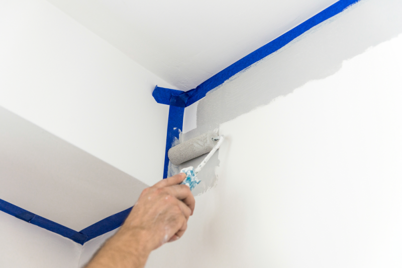 The paint roller could be an option for painting corners and edges with masking tape