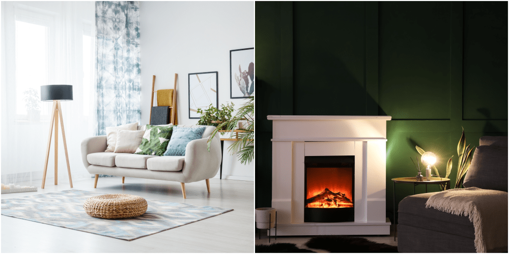 A white painted and green painted rooms.