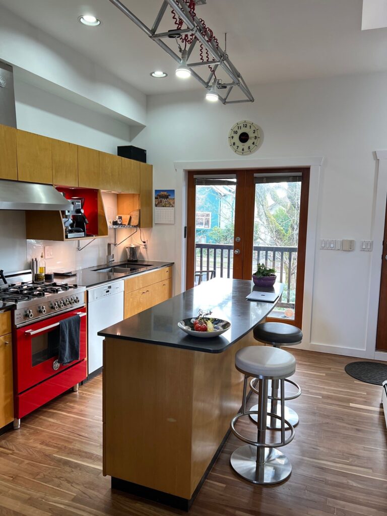 A clean glossy Kitchen after a drywall painting.